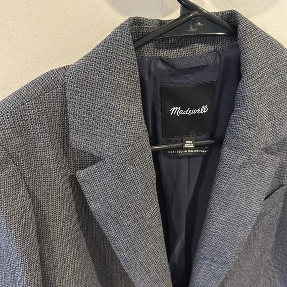 Madewell Women’s The Sutter Crop Blazer Whitfield Micro Check Jacket Size XXS - Picture 6 of 10